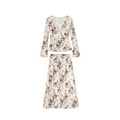 Vintage Premium Printed Long Sleeve Two-piece Set Floral Skirt Set