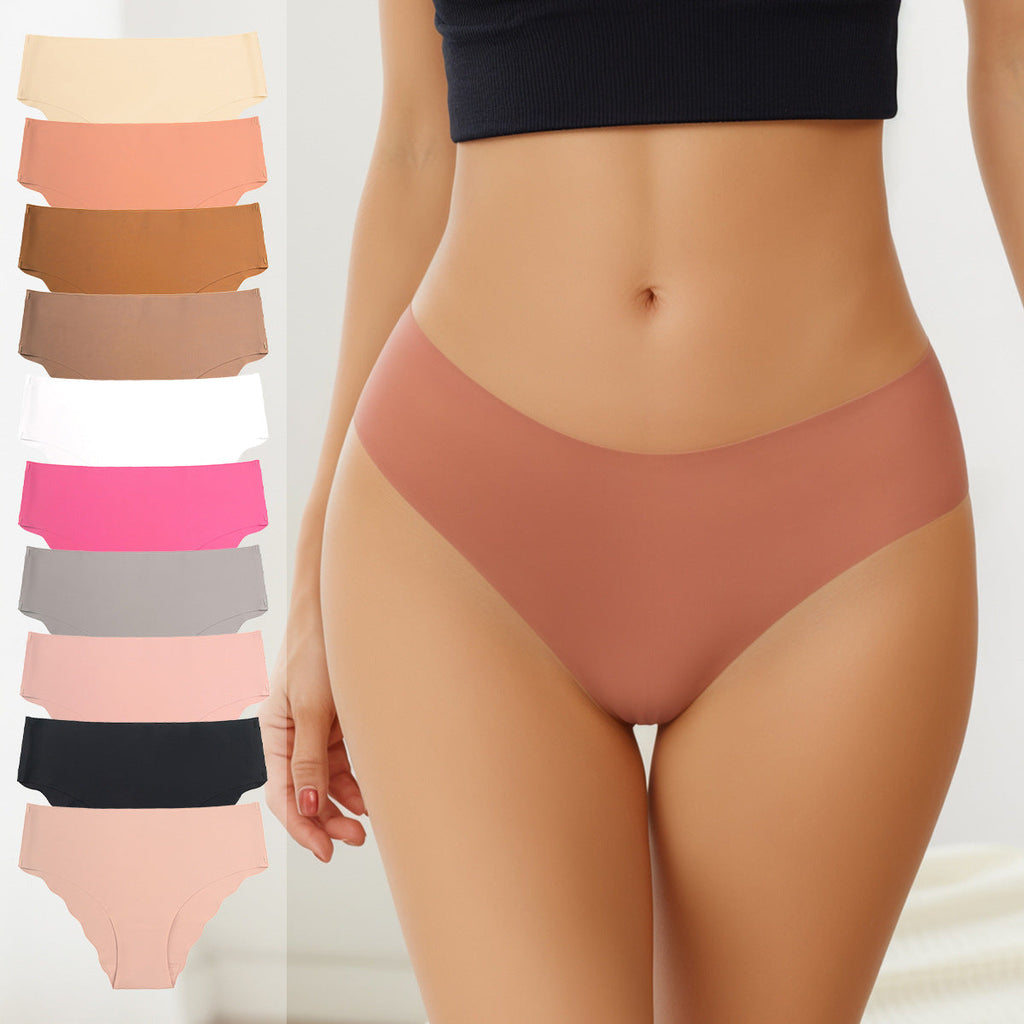 Large size seamless wavy edge panties women's soft breathable cotton women's ice silk briefs