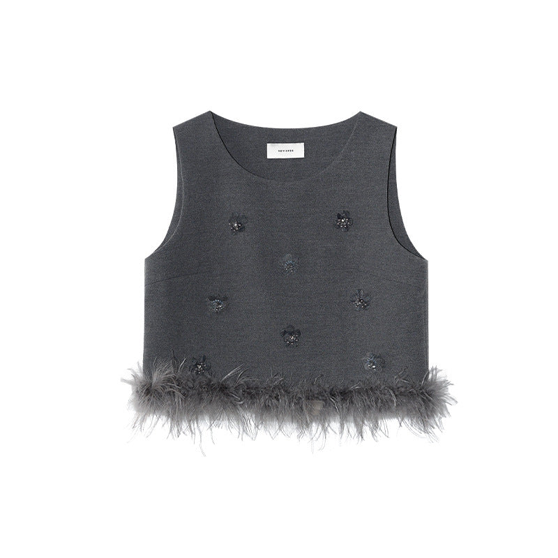 Age reduction heavy industry fringed beard vest top