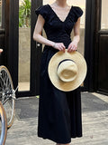 waist halter V-neck dress, celebrity temperament, high-end sense, sleeveless pleated dress