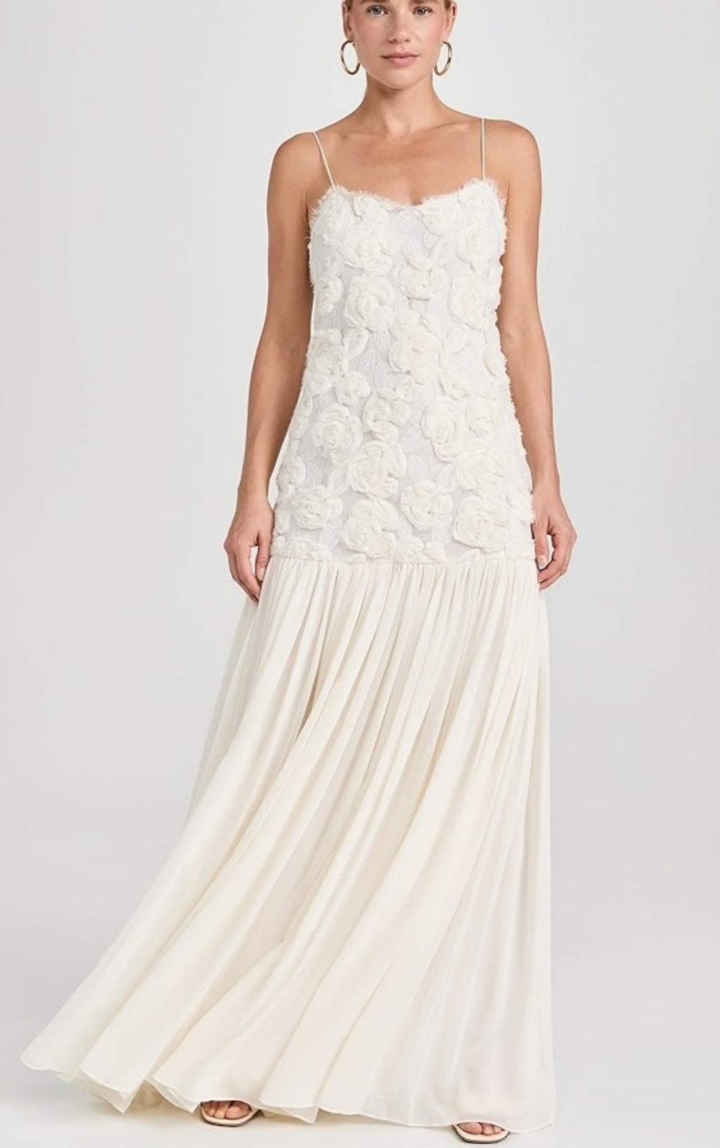Three-dimensional flower sexy chiffon dress