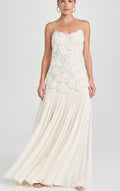 Three-dimensional flower sexy chiffon dress