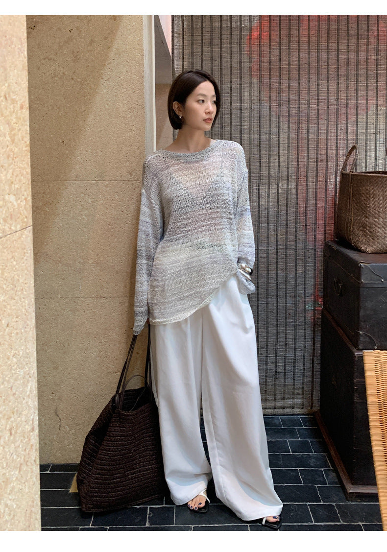 Lazy style texture knitted sweater