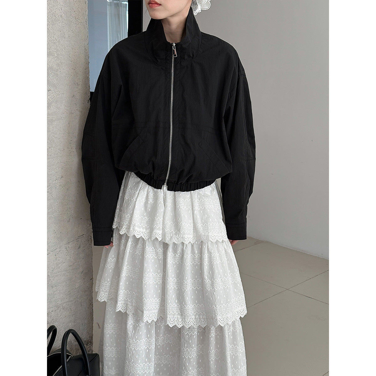 American retro short jacket jacket women's spring new stand-up collar loose outdoor tooling top
