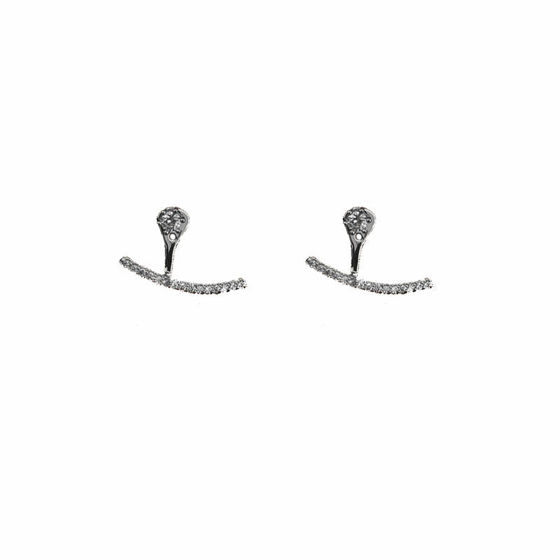 South Korea Dongdaemun rear hanging zircon earrings summer unique niche stud earrings temperament high-end ear jewelry