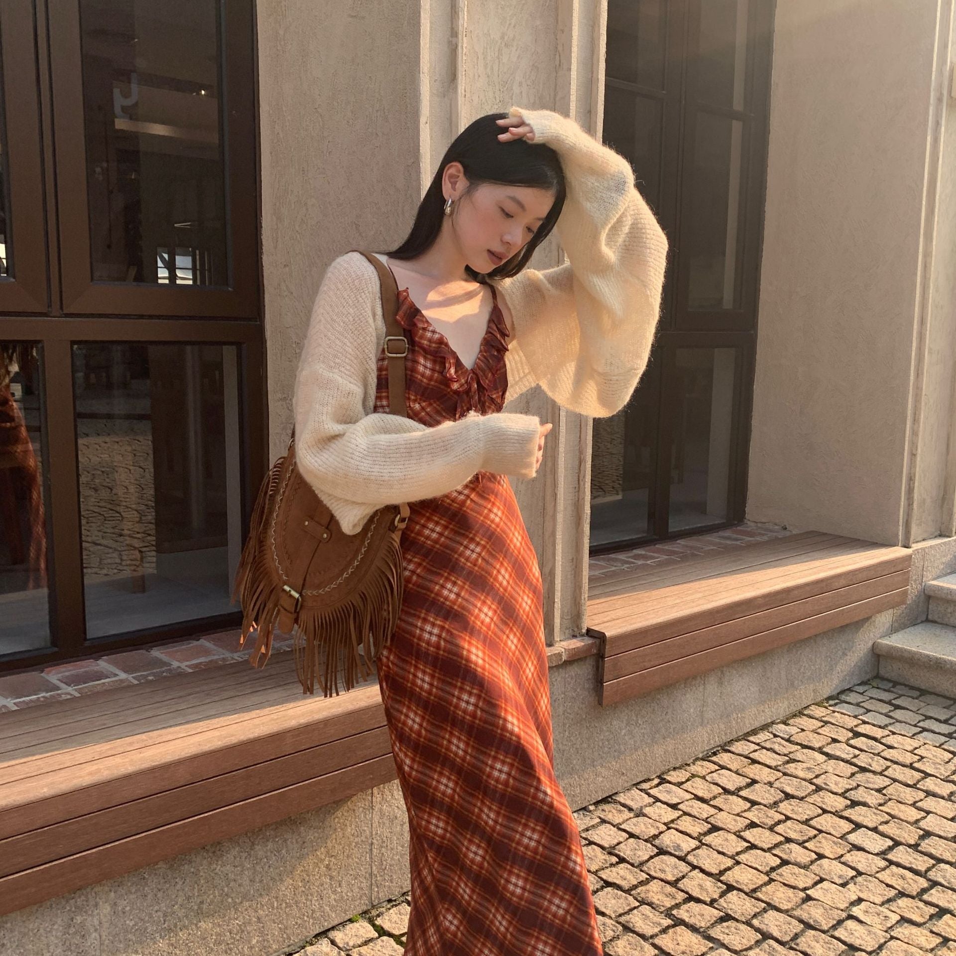 Temperament coat buckle-free long-sleeved sweater cardigan