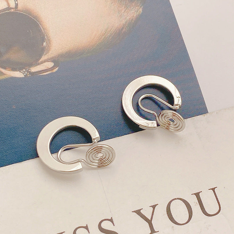 Tide mosquito coil disc ear clips, no ear piercings, white-collar temperament fashion earrings