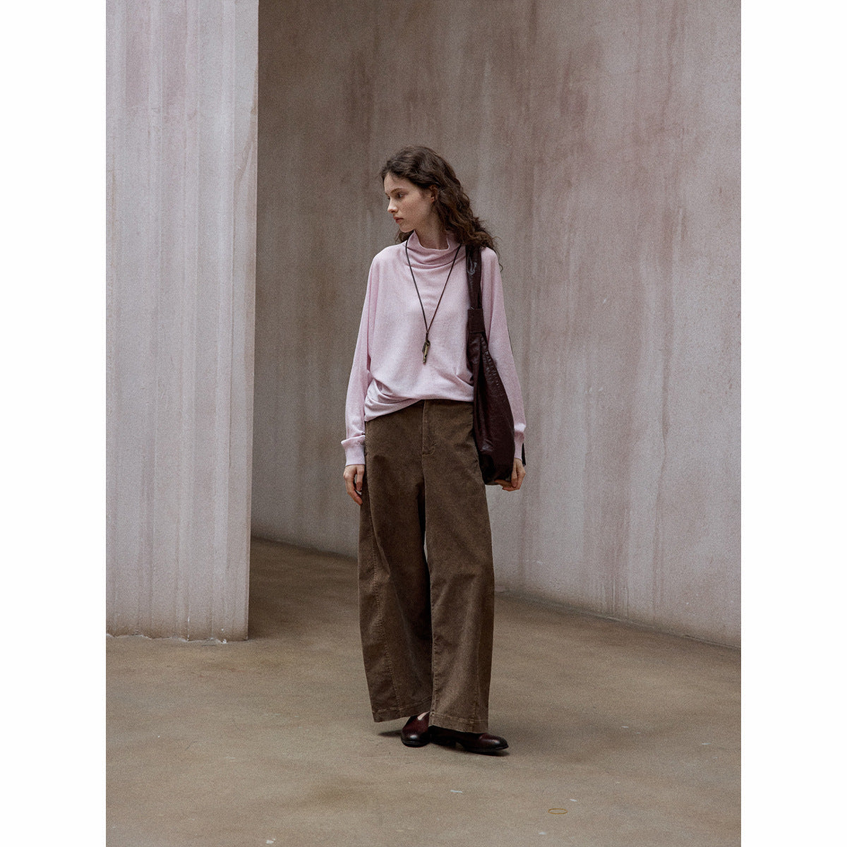 Pure handmade dirty dyed velvet natural washing process simple retro commuter scimitar pants