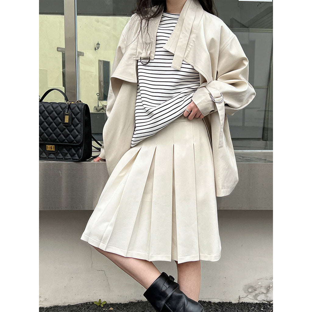 British style stand-up collar trench coat women's autumn new loose short D-button open coat