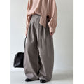 Yamamoto style design drape wide-leg pants women's 26 early spring high-waisted casual lazy strap-on trousers
