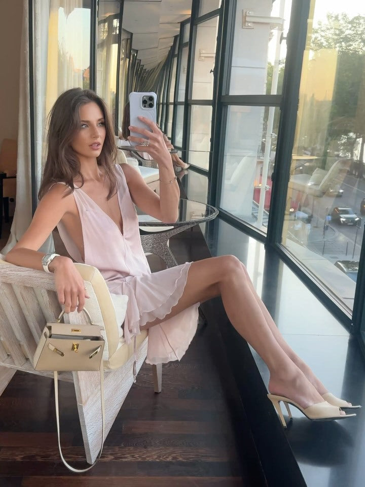 Fashion sexy babes irregular chiffon short skirt pure desire style European and American dress