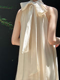 Temperament neck dress summer 2026 super fairy vacation off-the-shoulder Tencel suspender skirt