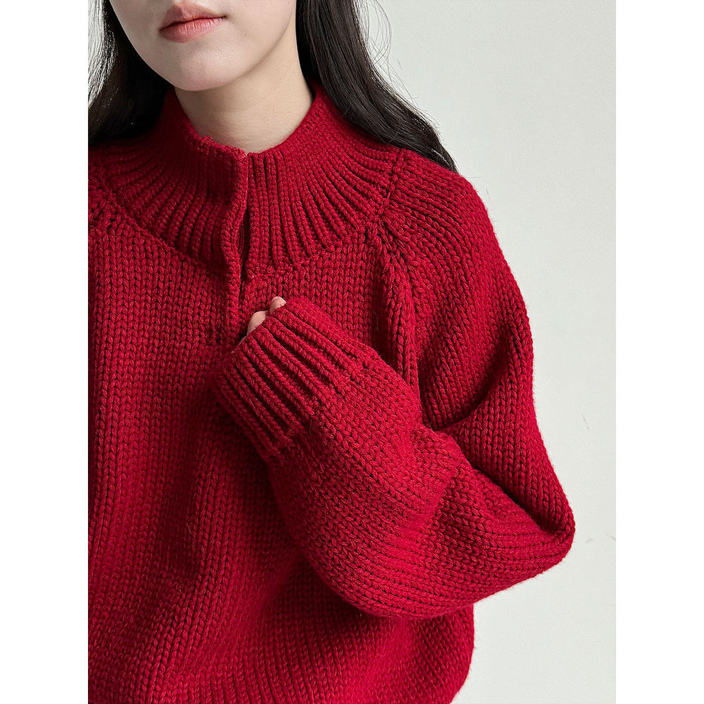Korean semi-turtleneck pullover knitted sweater women's new winter lazy style versatile with a thick sweater underneath