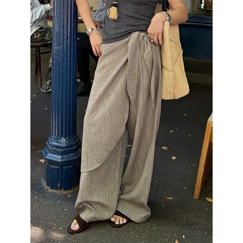Early Spring Korean Simple Lazy Irregular Fart Curtain Wide Leg Suit Pants