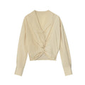 Temperament Design Sense Tencel Cotton Kink Waist Shirt