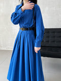 French Polo collar shirt dress women's spring new temperament high sense waist thin dress