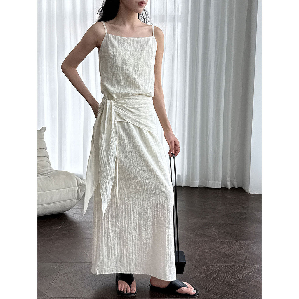 Simple temperament sling vest + cover-up and thin skirt women's summer new suit with straps