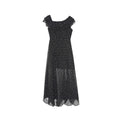Summer French chiffon temperament polka dot long dress ruffle edge slanted shoulder dress