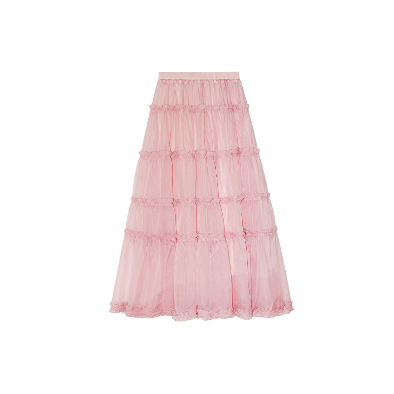French white moonlight beautiful age reduction pendulum gauze skirt