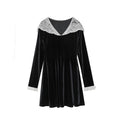 Wear an age-reduced waist lace hooded velvet dress