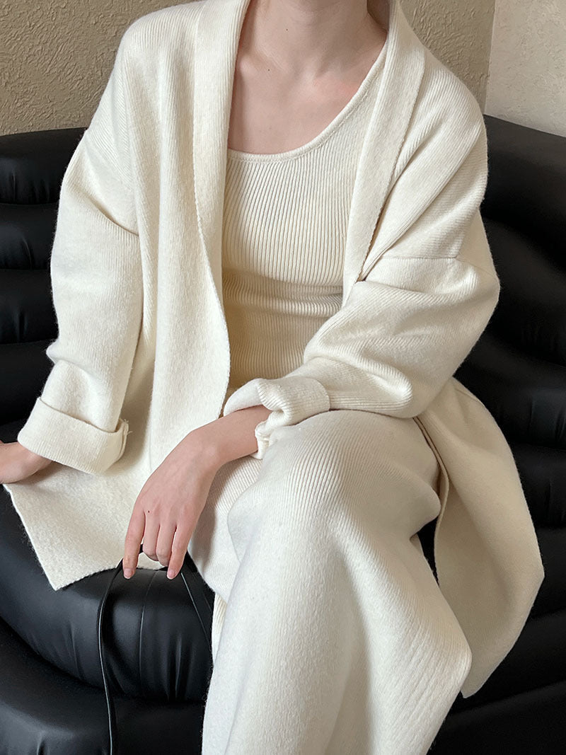 French simple high-end sense 2025 women's autumn and winter new cardigan + vest + wide-leg pants three-piece set ss658