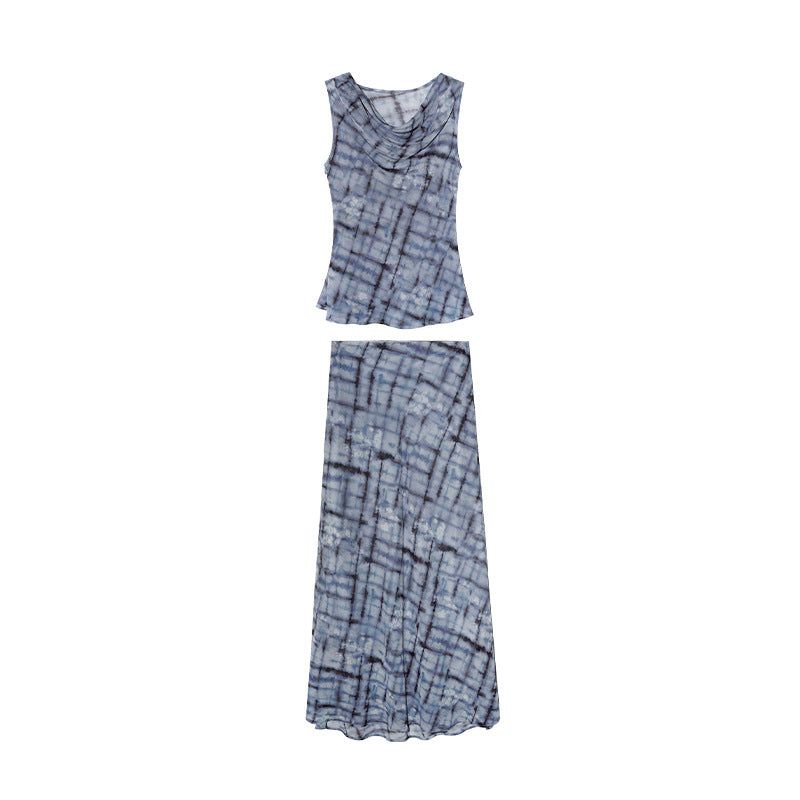 Fashion Trend Two-piece Sleeveless Swinging Neck Women's Suit
