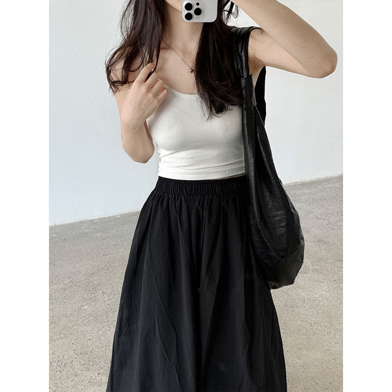 Simple threaded vest women's summer new integrated chest pad with beautiful back and thin suspender top