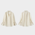 Spring and summer new romantic style luster cloud light satin fungus edge chicken heart collar light and slightly transparent shirt