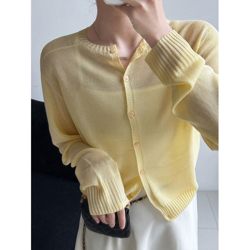 Gentle and lazy knitted cardigan women's spring new thin versatile sweater jacket base