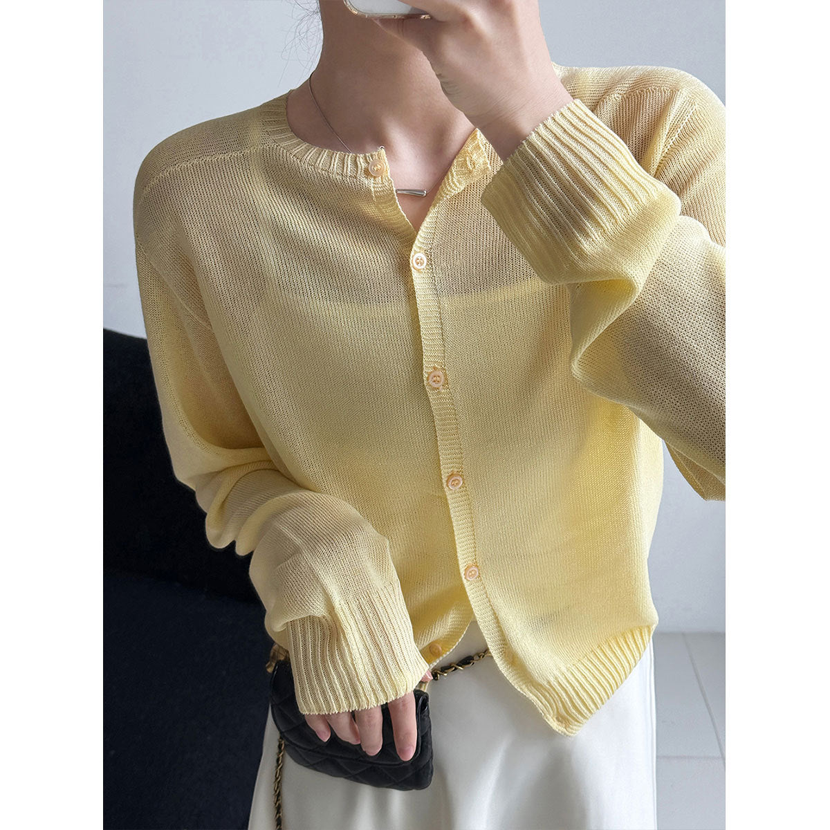 Gentle and lazy knitted cardigan women's spring new thin versatile sweater jacket base