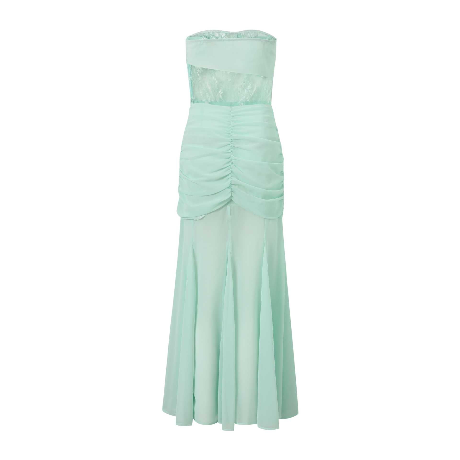 Women's sexy splicing lace dress socialite style gauze chiffon tube top long dress women