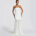 Ribbon gauze splicing tube top skirt slim fit sexy backless dress
