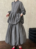 Vintage age-reducing plaid doll shirt top + bud skirt two-piece spring suit
