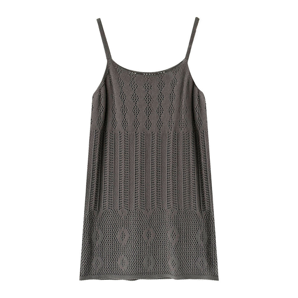 Korean hollow suspender knitted vest skirt women's spring new stacked A-shaped skirt blouse