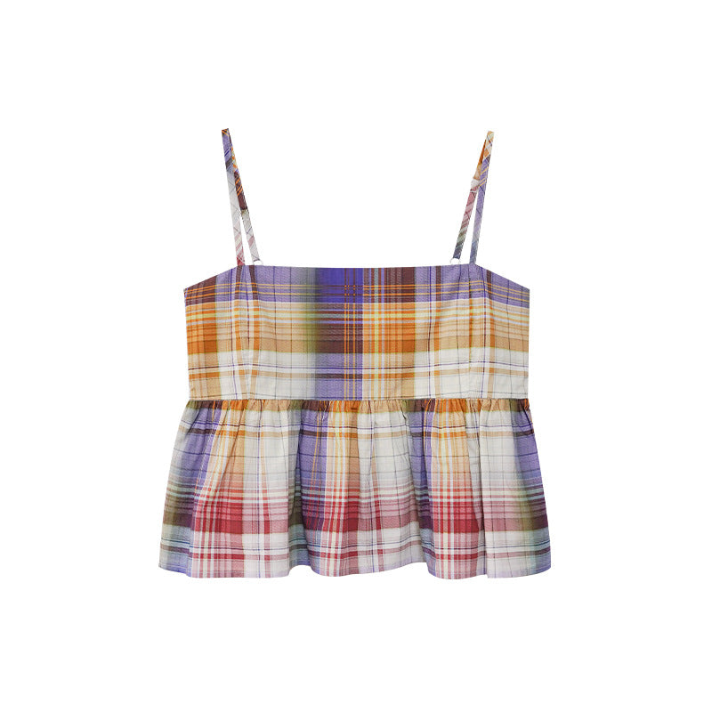 Plaid Suspender Cami Top