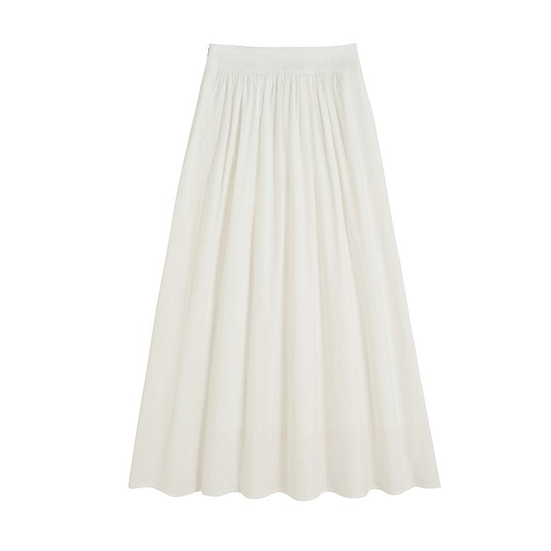 White high waist medium and long A-shaped skirt