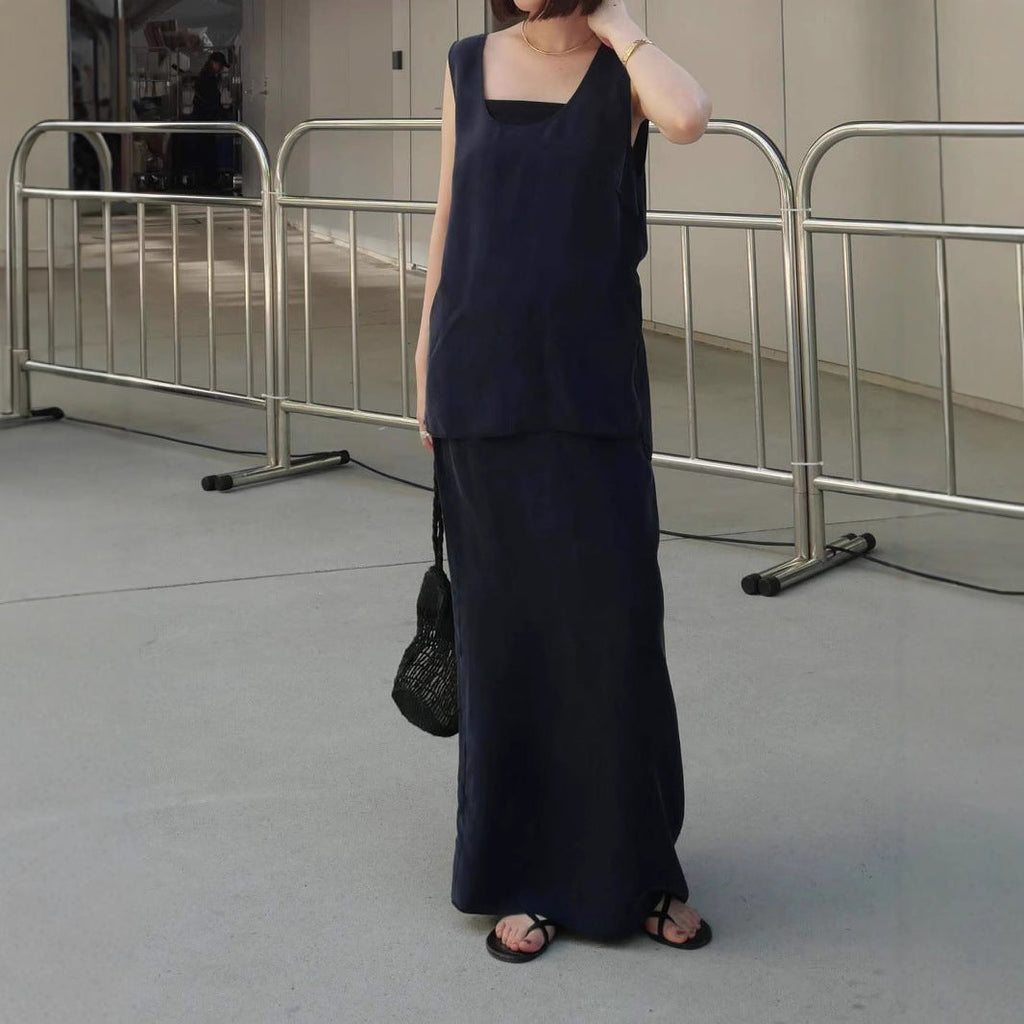 Spring and summer fashionable old money style retro straight skirt