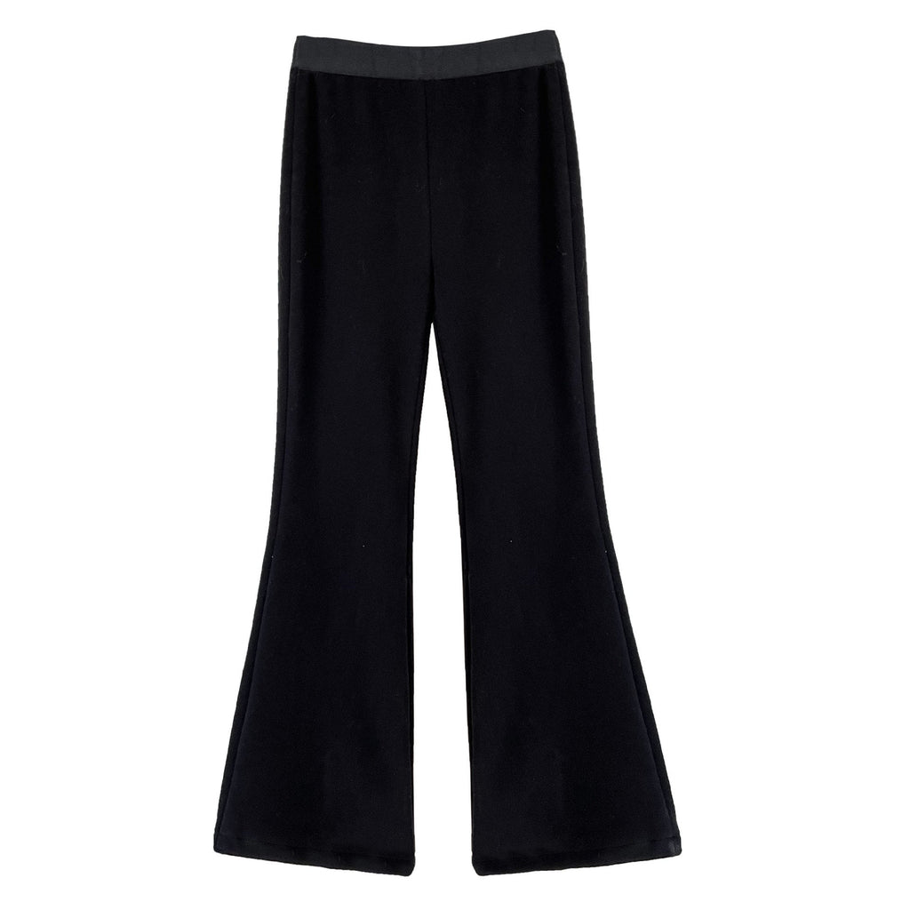 Korean style minimalist fleece-lined thickened versatile micro-flare casual pants - women's new loose-fit floor-length trousers