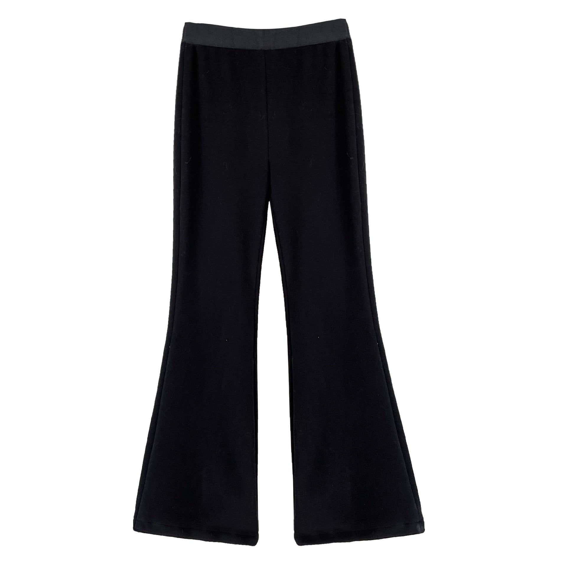 Korean style minimalist fleece-lined thickened versatile micro-flare casual pants - women's new loose-fit floor-length trousers