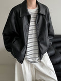 Korean classic locomotive texture lychee leather jacket autumn basic zipper jacket