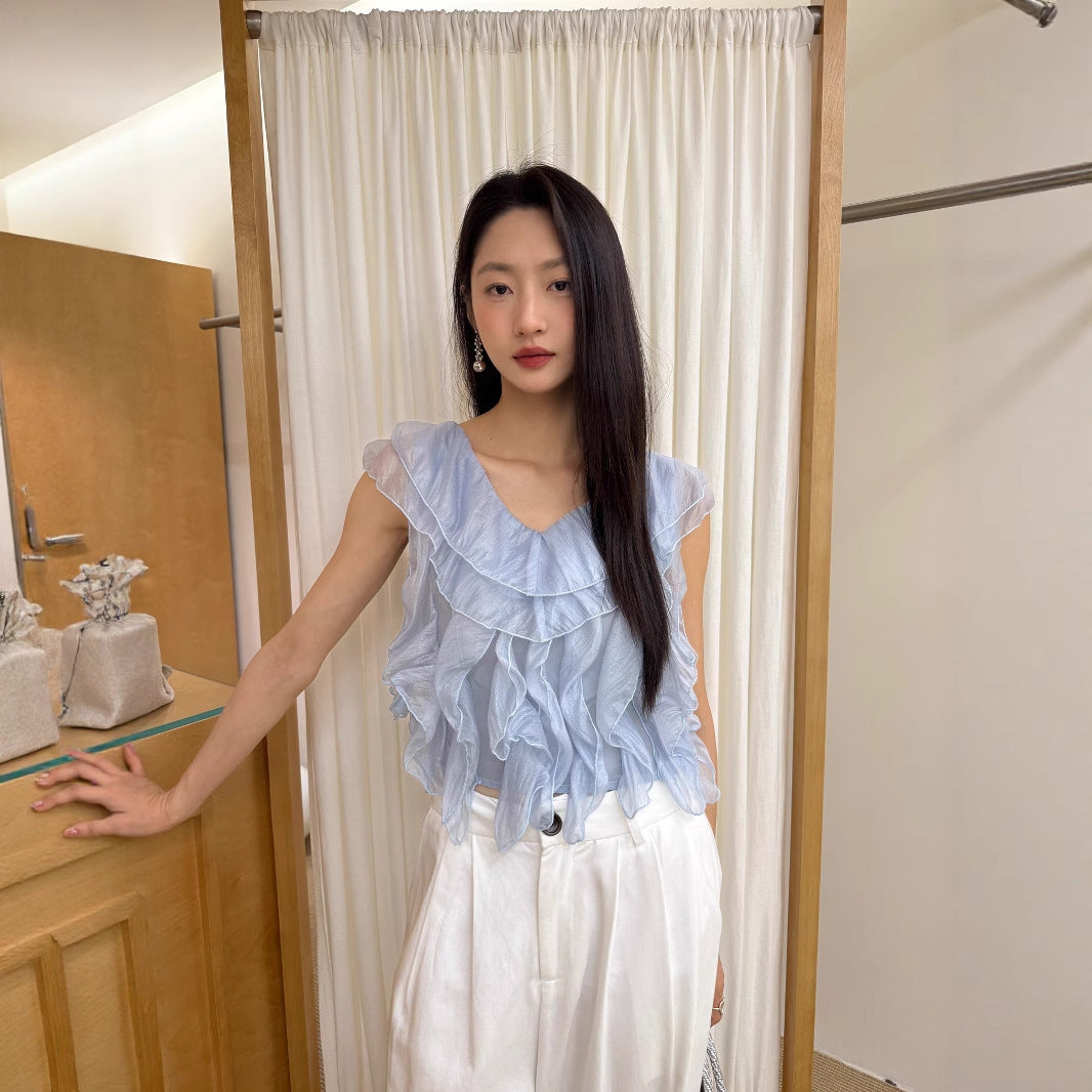 Gentle wind atmosphere foreign style chic super fairy chiffon shirt