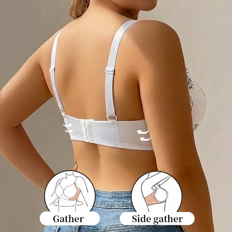 Women's Plus Size Underwear Sexy Lace Gathered Up Comfortable Adjustable Women's Bra