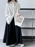 Oxford cloth classic oversized long sleeve shirt - women's spring commute, effortless outerwear, casual shirt jacket