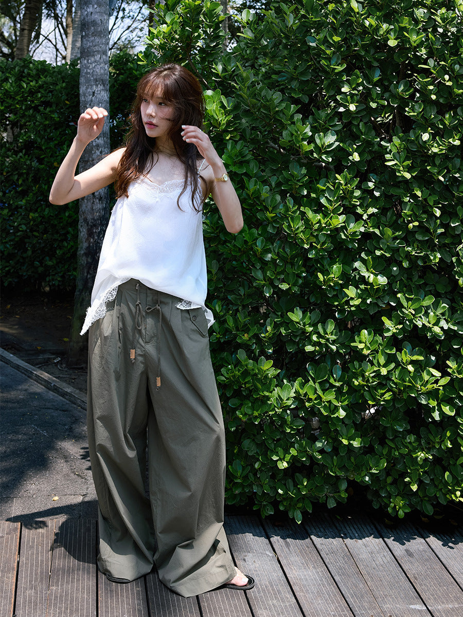 Light dry drawstring straight thin casual pants