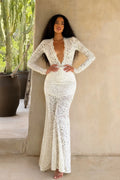 Deep V sexy lace bodysuit set