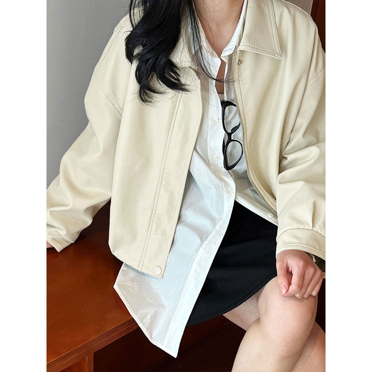 American high-end short pu leather jacket women's spring new fashion casual leather jacket