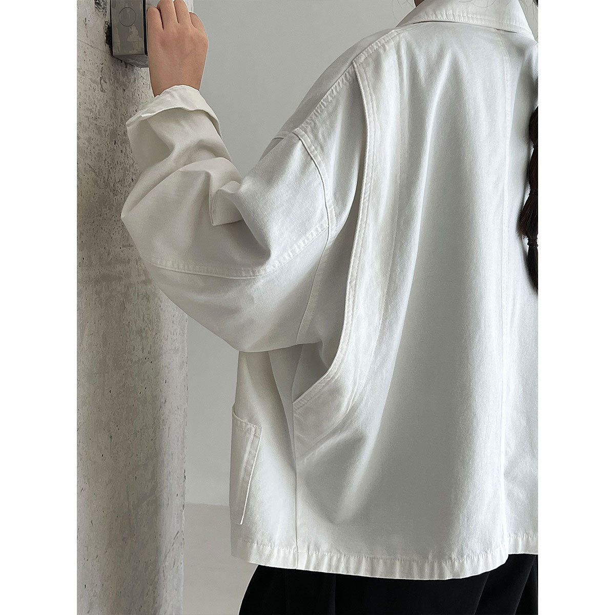 Vintage cargo lapel cardigan fleece jacket women's autumn new casual versatile silhouette jacket