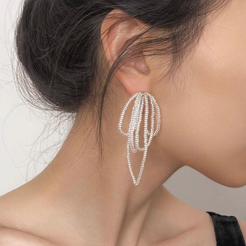 Gentle beaded bow earrings niche high-end sense light luxury temperament design sense earrings 2025 explosion