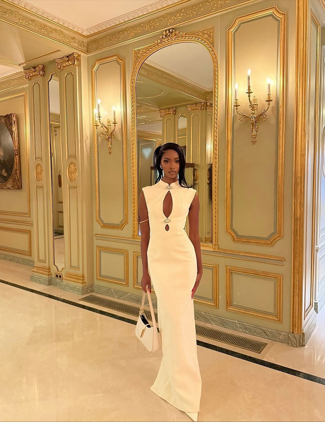 New hollow Spice Girl dress sexy sleeveless slim fit European and American suit hip wrap dress