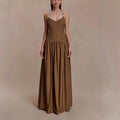 Fashion temperament Elegant V-neck beaded suspender skirt waist backless sexy dress